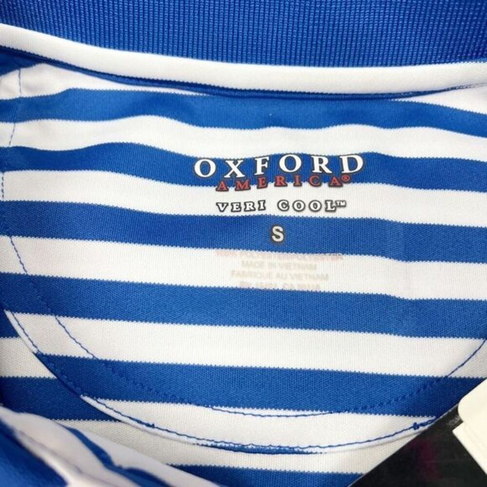 DePaul University NCAA Oxford America Bright Blue Striped Polo Shirt Size Small - Picture 5 of 6